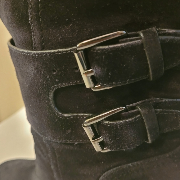 Sigerson Morrison Evanlee Dyed Shearling Black Suede Mid Calf Boot - Picture 6 of 9